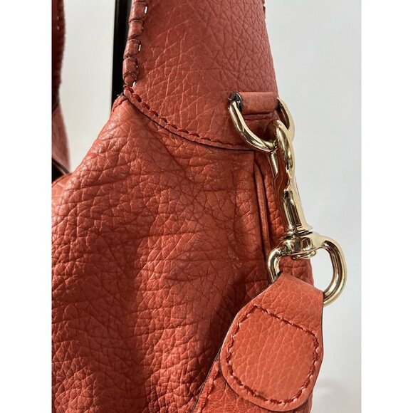 Gucci Womens Jackie Hobo Handbag Orange Calfskin Leather Piston Lock Tassel M - Picture 2 of 12